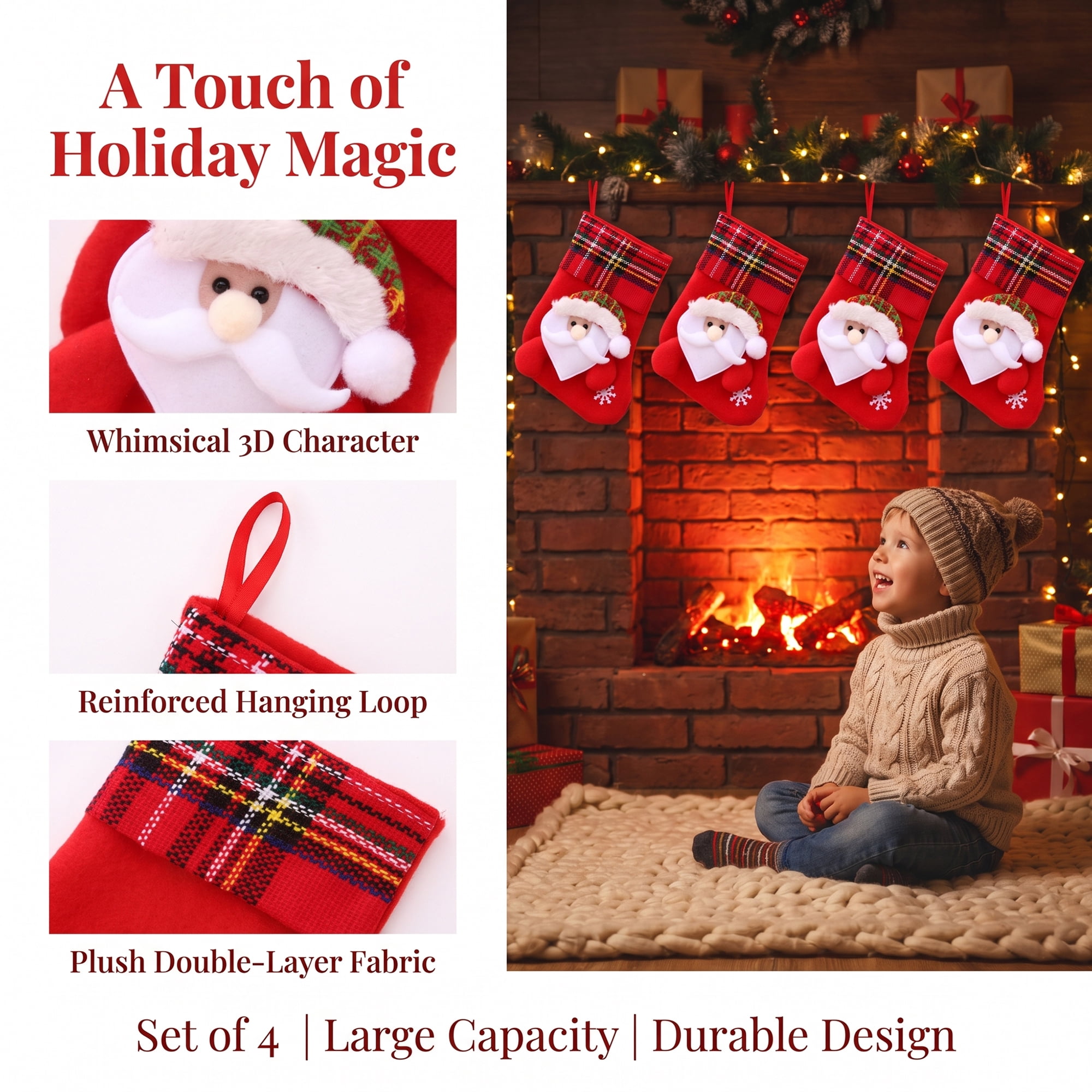 Unique Bargains Braided Knit Christmas Stocking Double Layer Nordic Hygge Sock Old Man 6"