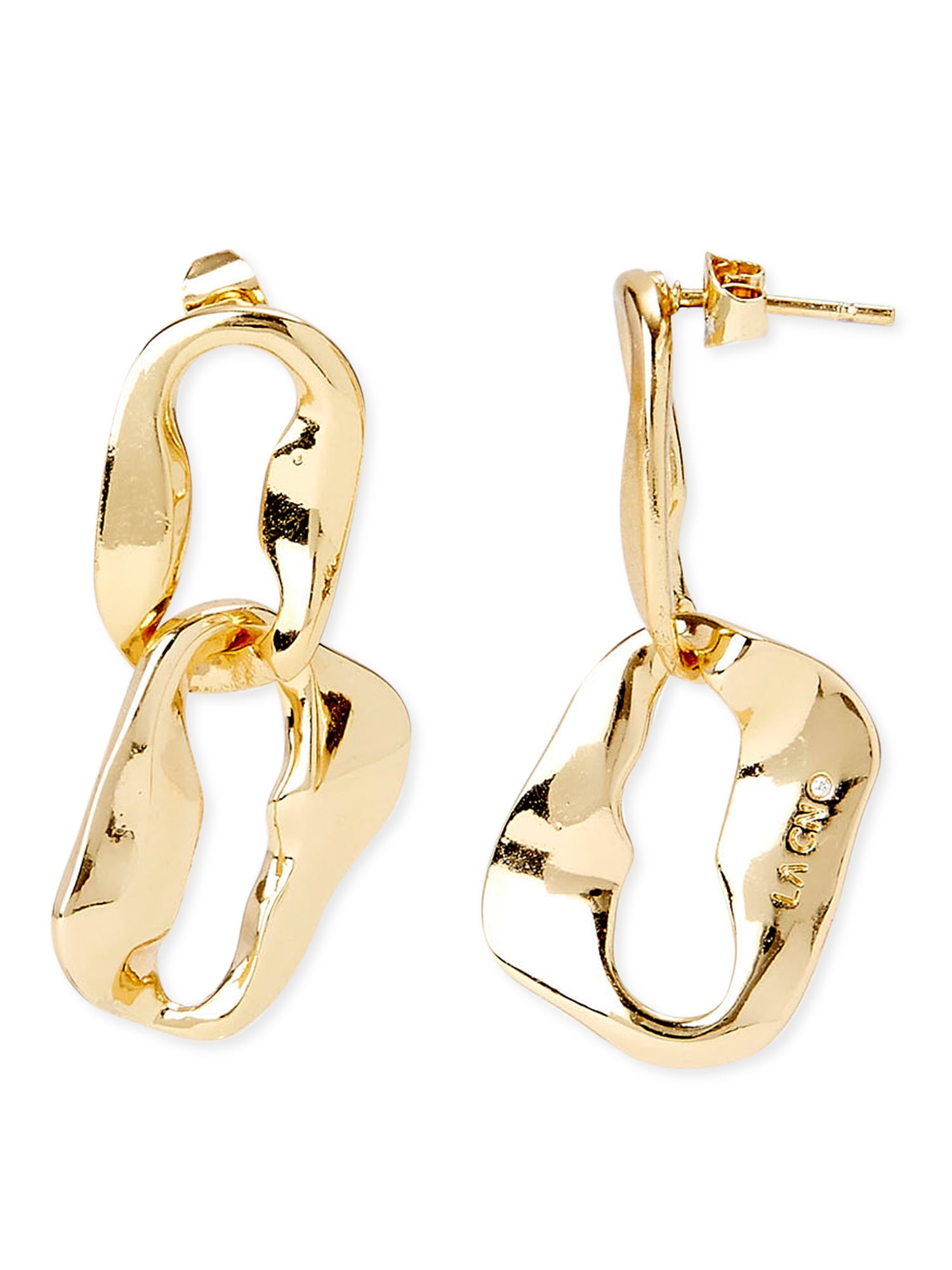 Scoop Womens 14KT Gold Flash-Plated Organic Link Hoops