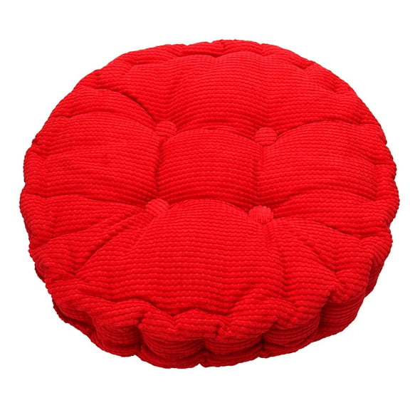 PiccoCasa Home Corduroy Round Shaped Thickened Pillow Chair Cushion Pad Mat, 18" Dia, Red