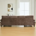 thumbnail image 3 of U-shaped Sectional Sofa,103.5" Chenille Upholstered Sofa Couch with Storage Pockets and Armrest Pillows for Living Room,Brown, 3 of 7