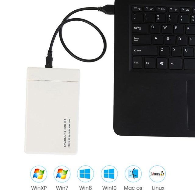 Caja de disco duro SATA a USB 2.0 HDD de 2,5 pulgadas para SSD HDD (blanco)