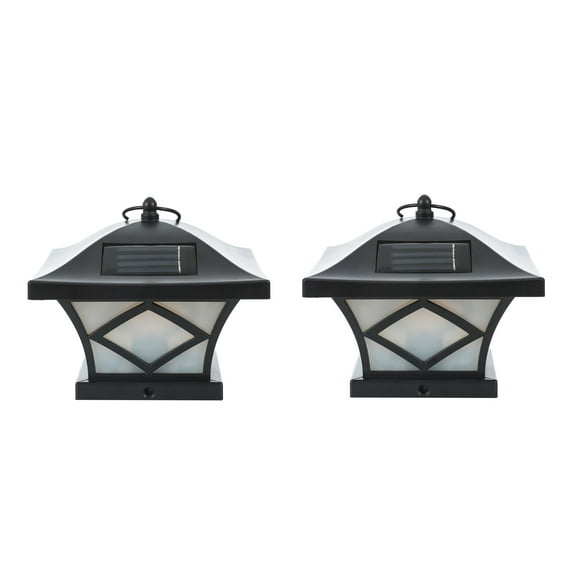 LuxenHome Set of 2 Solar Powered 4x4 Post Caps Lights