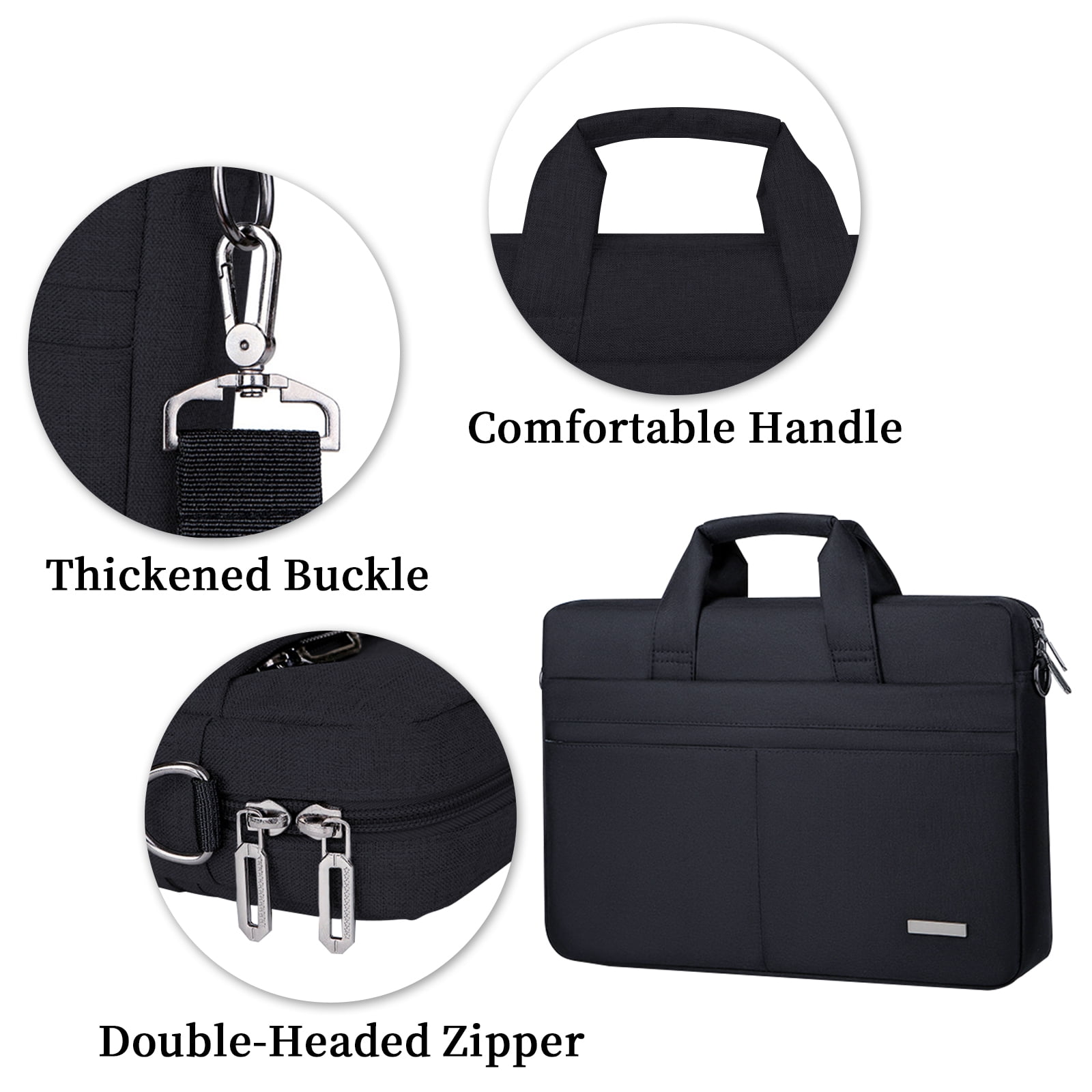 Ogetok 17.3 inch Laptop Sleeve Case Compatible Most of Notebook Computer, Briefcase with Hidden Handle Multiple Pocket Carrying Bag, Black