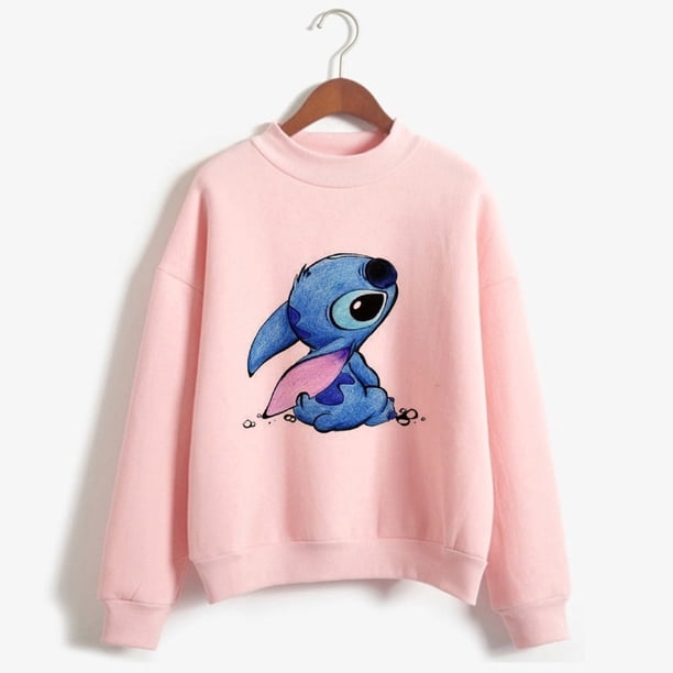 Turtleneck Hoodie Disney Stitch Funny Women Harajuku Cute Lilo and Stitch Anime Sweatshirt Manga Streetwear Hoody FemaleM Gao Jinjia LED