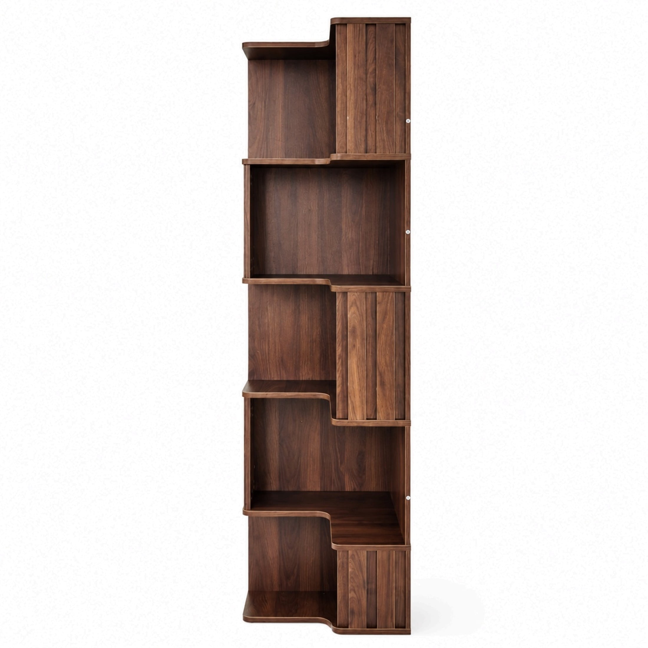 Noble House 68.9" 5-Tier Corner Bookcase, Freestanding L-Shaped Display Bookshelf for Home Office, Living Room, Walnut