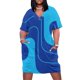 thumbnail image 1 of Vestido de dama de honor azul con bolsillos sueltos y diseño geométrico retro 739, vestidos de lujo para mujer, 1 of 6