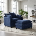 thumbnail image 2 of Accent Chair with Ottoman, Modern Lounge Club Chair, Chenille Upholstered Armchair with Footrest, Comfy Reading Chair for Living Room Bedroom Small Space, Blue, 2 of 15