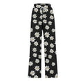 thumbnail image 5 of YueHuiYing Women's Fashionable Striped Printed Drawstring Wide Leg Loose Casual Pocket High Waist Pants, 5 of 5
