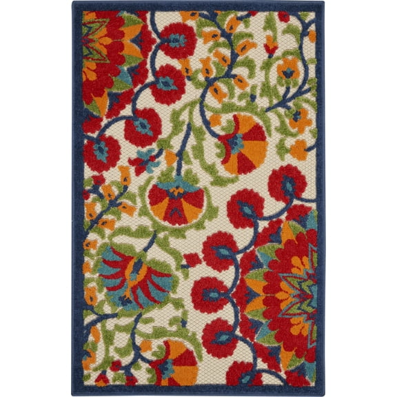 3â€™ x 4' Red and Multicolor Indoor Outdoor Area Rug