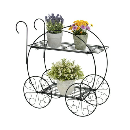 Best Choice Products 2-Tier Decorative Steel Garden Cart Plant Holder Stand for Home Decor, Patio, Flowers, Pots -
