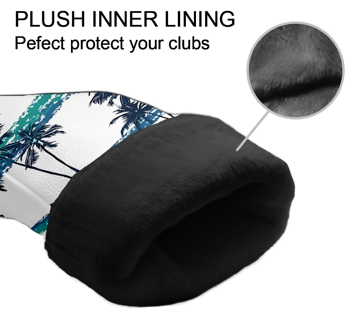 Golf Club Covers, While Palm Tree Premium PU Leather Driver Hybrid Putter Head Covers with Velvet Lining, Waterproof Golf Gifts for Men Women