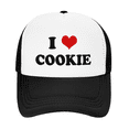 thumbnail image 2 of I Heart Cookie Love Food Funny Trucker Hat Mesh Cap Unisex Black, 2 of 5
