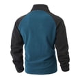 thumbnail image 4 of KHONTS Men's Quarter Sweatshirt Zip Quilted Long Sleeve Tee Stand Collar Fleece Color Block Pullover Tops Blue XXXL, 4 of 8