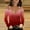 Red, variant on Women's V Neck Long Sleeve Shirts Cold Shoulder Tops Fashion Summer Casual Tees Gradient Color Shirt