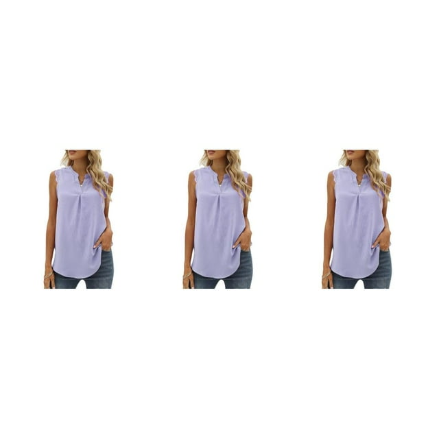 Blusa Sin mangas Sonducket Color sólido Cuello en V para Mujer de oficina