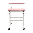 thumbnail image 6 of Loyalheartdy 24" Mobile Stand Up Desk Adjustable Height Rolling Desk with 2USB Socket for Home Office (Pink), 6 of 12