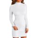 thumbnail image 1 of Vestido lápiz de manga larga de color liso para mujer - Minifalda ajustada con poliéster y spandex, cuello redondo para fiestas/eventos especiales, 1 of 5