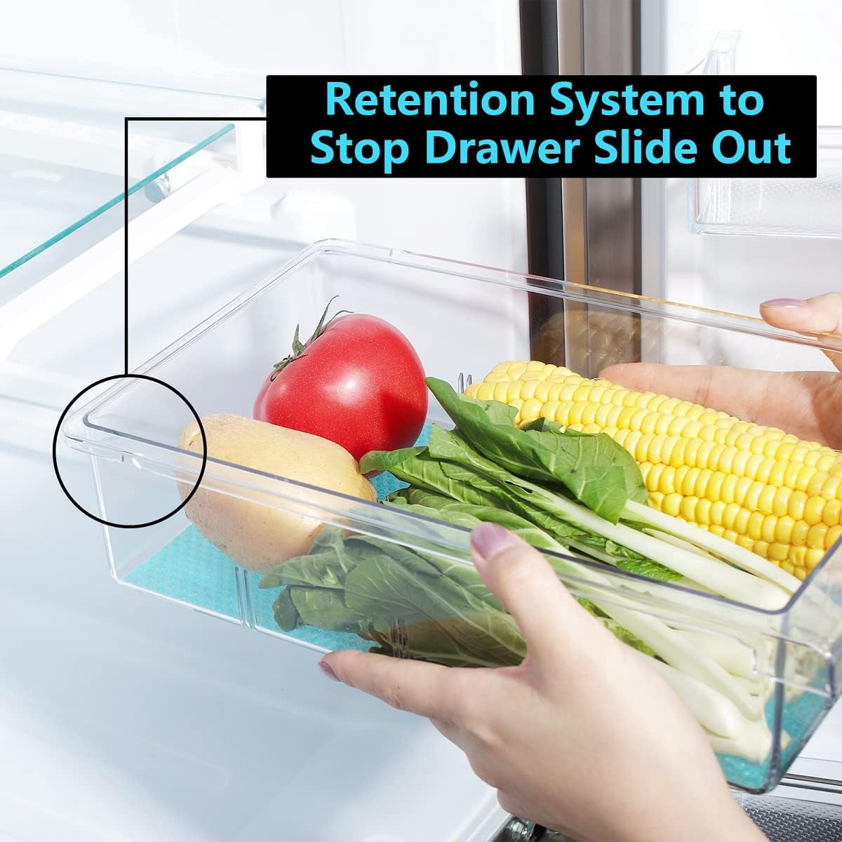 Refrigerator Organizer Bins - Egg Drawer Fridge Shelf Holder Storage Box for Fruits & Vegetables (1 Pack)