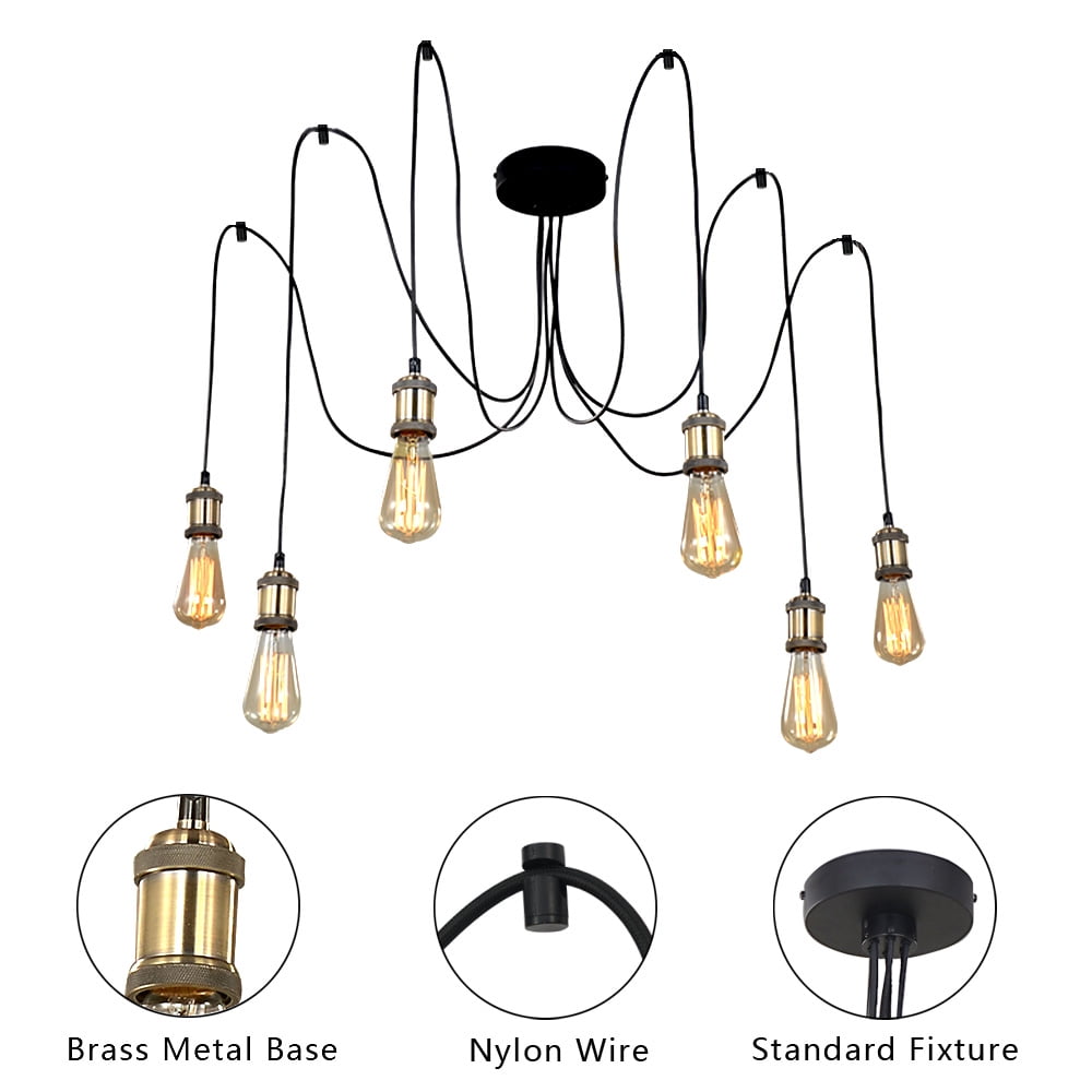 6 Lights Industrial Chandelier Hanging Pendant Lighting ...