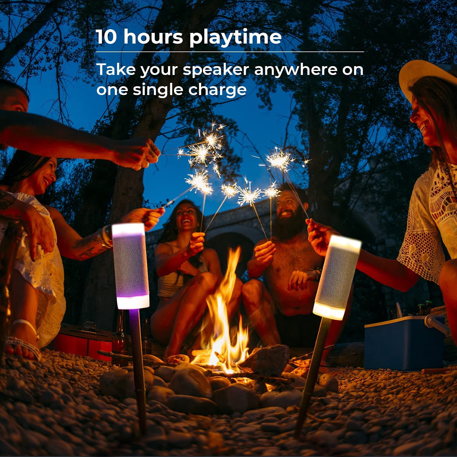 iJOY Tiki Portable Speaker with LED Lights – Waterproof for Indoor & Outdoor Use