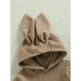 thumbnail image 5 of Diconna Infant Baby Boy Girl Easter Clothes Bunny Romper Rabbit Ear Hoodie Bodysuit My First Easter Outfit Khaki 12-18 Months, 5 of 8