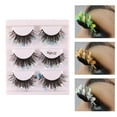 thumbnail image 1 of 3 pares de Pestañas postizas luminosas color brillante 3D maquillaje colorido para disfraz fiesta de San Azul, 1 of 9