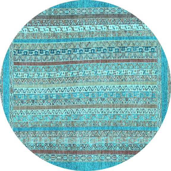 Ahgly Company Indoor Round Oriental Light Blue Modern Area Rugs, 4' Round