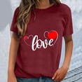 thumbnail image 2 of WEAIXIMIUNG Womens T Shirts Fitted V Neck Valentine's Day Short Sleeved Spring Summer All Printed Pattern Loose Crewneck Top T Shirt, 2 of 4