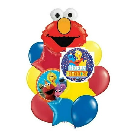Elmo Sesame Street Party Balloon Bouquet Set 12 Piece Mylar and Latex Balloons