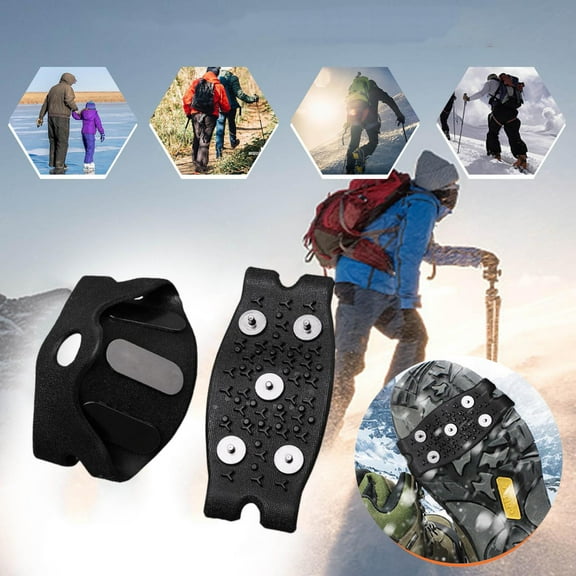 Non-Slip Ice Cleats for Elderly | 5-Claw Crampon Shoe Chains | Anti-Fall Snow Boot Grips | Transparent Design Fits Shoe Sizes 30-46 | Winter Safety Outdoor Traction