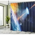 thumbnail image 5 of Ambesonne Outer Space Shower Curtain, UFO on Earth Sci-Fi, 69"Wx84"L, Blue Orange, 5 of 5