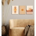 thumbnail image 3 of Boho Wall-Art For Bedroom - Mid Century Modern Decor Canvas Print - Orange Minimalist Art Wall Decor Ready To Hang 16" x 12" x 3 Pieces, 3 of 6