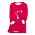 thumbnail image 2 of Puntoco Mujeres Sudadera con estampado de vellón grueso Cálido O-cuello Ropa interior top Puntoco Puntoco-4963, 2 of 3