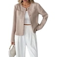 thumbnail image 3 of Women's Short Elegant Jacket Top with Pockets Casual Fall Outfits Winter Coats Color M, 3 of 9