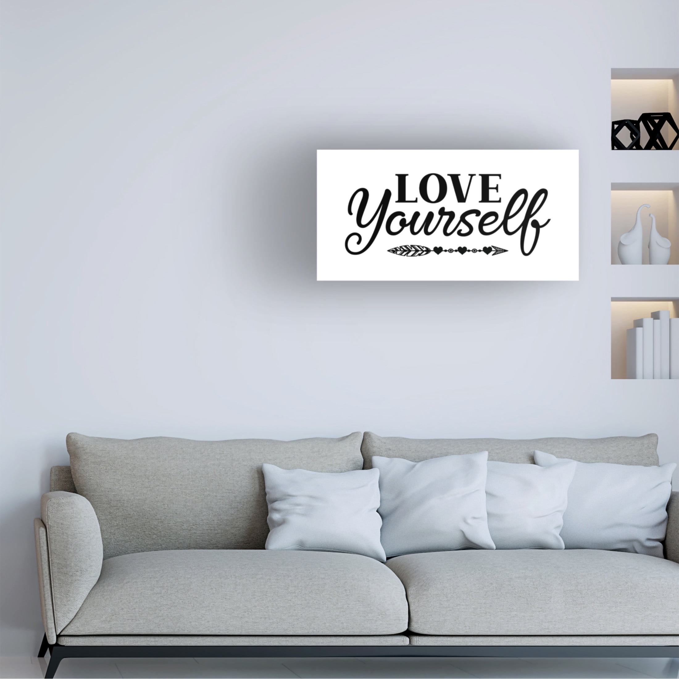 Canvas Wall Art - Jean Plout 'Good Vibes Typography E' Wall Art for Living Room, Bedroom, or Office Décor by Trademark Fine Art - 24 x 12 Inches