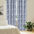 thumbnail image 2 of Ambesonne Navy Blue Curtains, Vintage Ikat, Pair of 28"x95", Blue White, 2 of 5