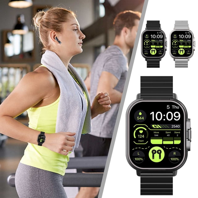 Xihbxyly Hallazgos de Ganga Reloj Inteligente En Auriculares Bluetooth 2 En 1 Reloj Inteligente Deportivo En Auriculares Inalámbricos