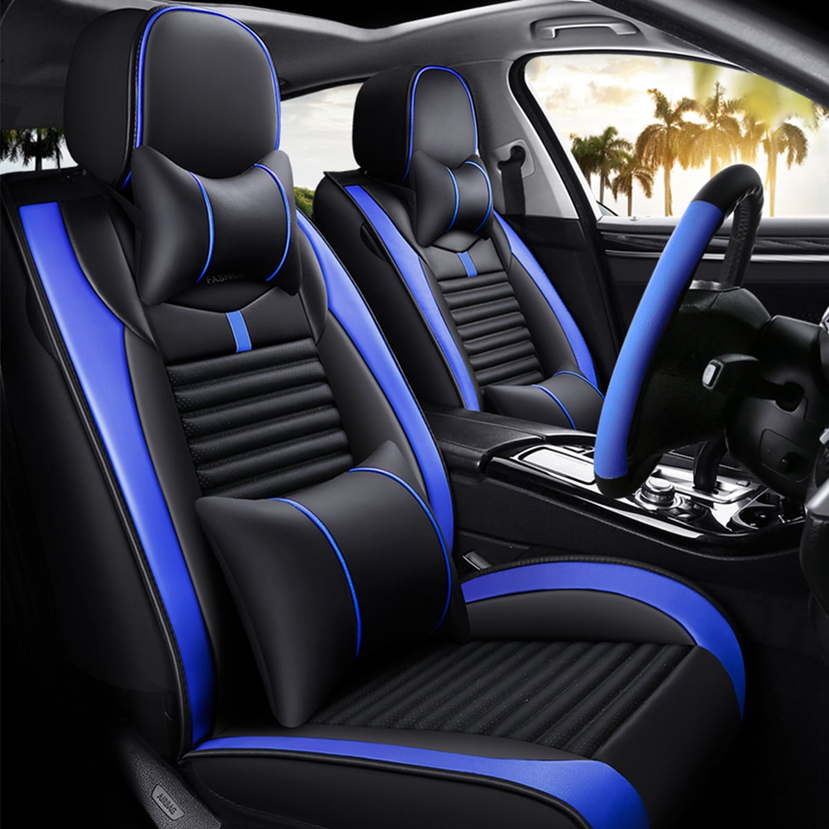 Saienon Luxury Pu Leather Auto Car Seat Covers 5 Seats Full Set Universal F Hurec Bz
