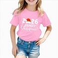 thumbnail image 5 of sdbrld Girls' Tees Tops, Kids Christmas Gifts Short Sleeve Graphic Shirts Holiday Clothes Pink Sizes 5-6 Years, 5 of 6