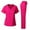 Hot Pink, variant on CHUMUD Medical Uniform Scrubs for Women Set – V Neck Stretch Contrast Binding Top and Pants Sets, 9 Pockets, Nursing Workwear