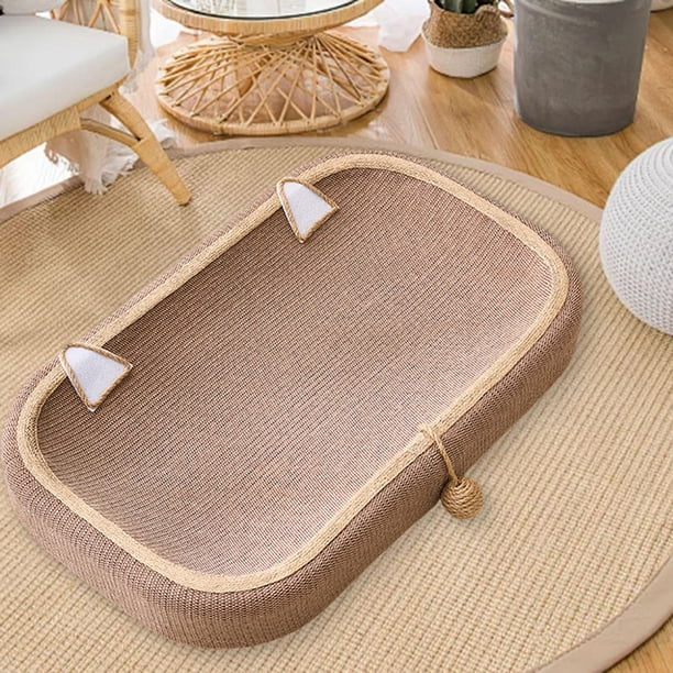 Cama rascadora para gatos, almohadilla para rascar, juguete interactivo, suministros para mascotas de sisal, tabla rascadora, cuenco nido para gatos 61 cm x 40 cm x 9 cm