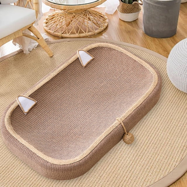 Cama rascadora para gatos, almohadilla para rascar, juguete interactivo, suministros para mascotas de sisal, tabla rascadora, cuenco nido para gatos 61 cm x 40 cm x 9 cm