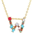 thumbnail image 1 of Collier Pendentif Alphabet Multicolore Micro Pavé Zircon Initiale Lettres Collier Couple Bijoux (W), 1 of 1