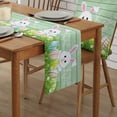 thumbnail image 2 of Easter Spring Rabbit Green Wood Grain Table Runner Wedding Decors for Dining Table Decoration Table Cover, 2 of 5