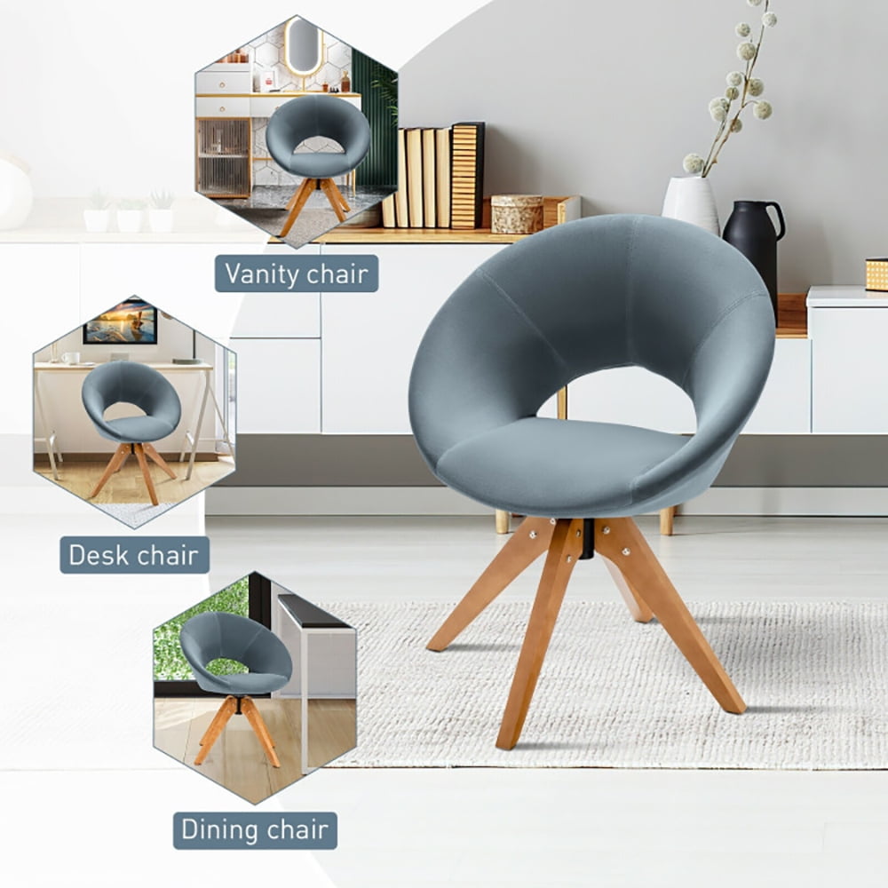 Finihen Swivel Accent Chair, Swivel Chair with Oversized Upholstered Seat, for Home, Office, Gray