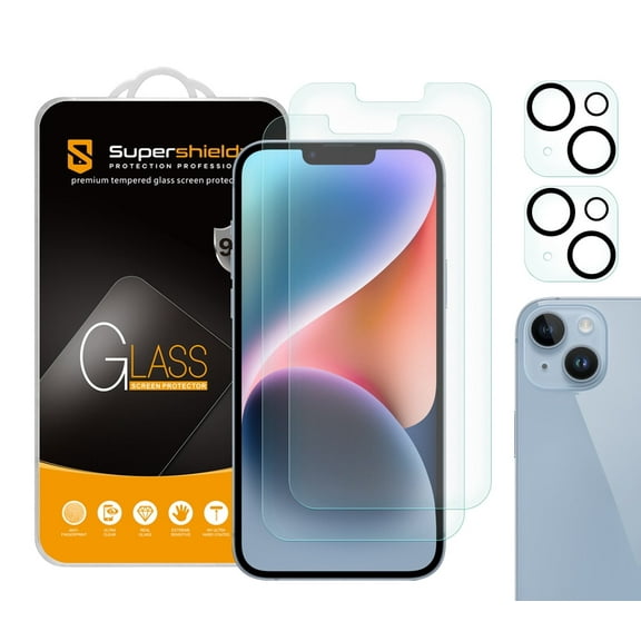 (2 Pack) Supershieldz Anti Glare (Matte) Tempered Glass Screen Protector Designed for iPhone 14 Plus (6.7 inch)   Camera Lens, Anti Fingerprint, Anti Scratch, Bubble Free