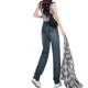 thumbnail image 5 of Pantalones vaqueros de maternidad sueltos de pierna recta primavera otoño prendas de vestir exteriores pantalones largos de pierna ancha ropa de maternidad elástica cómoda de primavera, 5 of 5
