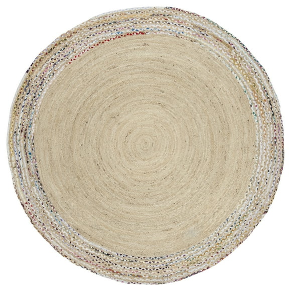 SAFAVIEH Cape Cod Hyram Geometric Area Rug, Ivory/Light Beige, 9' x 9' Round