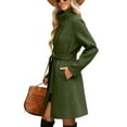 thumbnail image 5 of qolati Peacoat Womens Coat Pockets Vintage Elegant Wool Blend Jacket with Belt Stand Collar Pea Coat Long Sleeve Casual Winter Overcoat with Pockets, 5 of 10