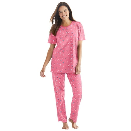 

Dreams & Co. Women s Plus Size Floral Henley Pj Set Pajamas